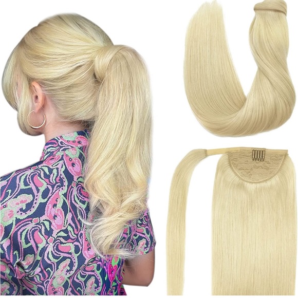 22 Inch 90g Real Hair Extensions Ponytail Wrap Around Clip in Ponytail Extension - Picture 1 of 8